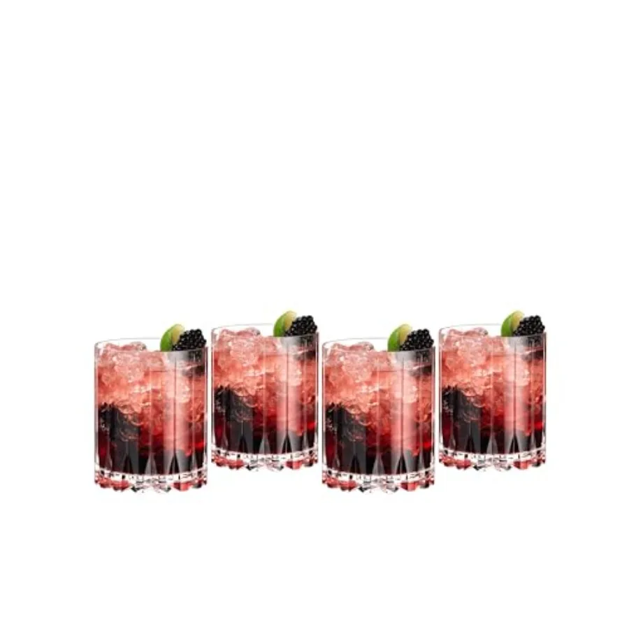 Drink Specific Glassware Double Rocks Set of 4, tempered glass, clear, heavy-bottomed for stability and enhanced chilling