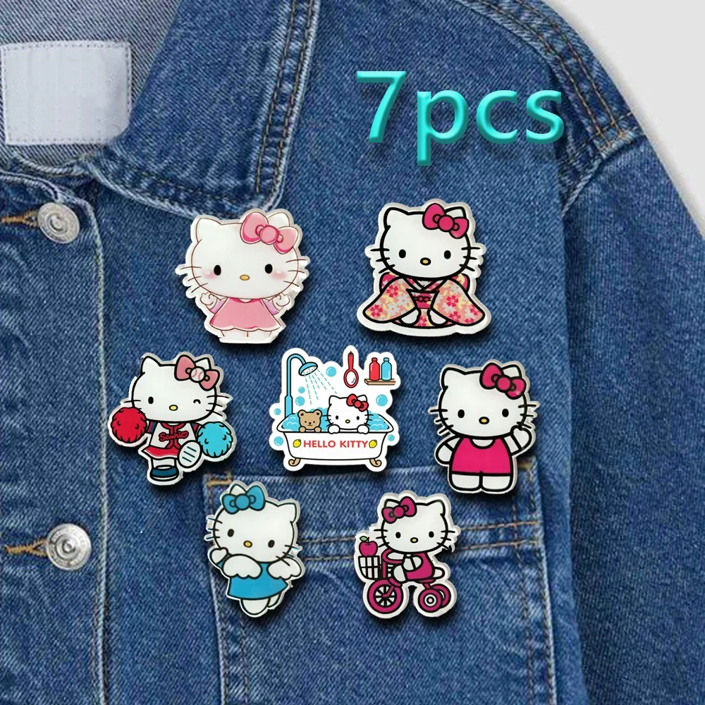 Cute Cartoon Sanrio HelloKittys Series Delicate Brooch Lapel Enamel Pins Jewelry Gift Decorative Bag Hairpin Badge Accessories