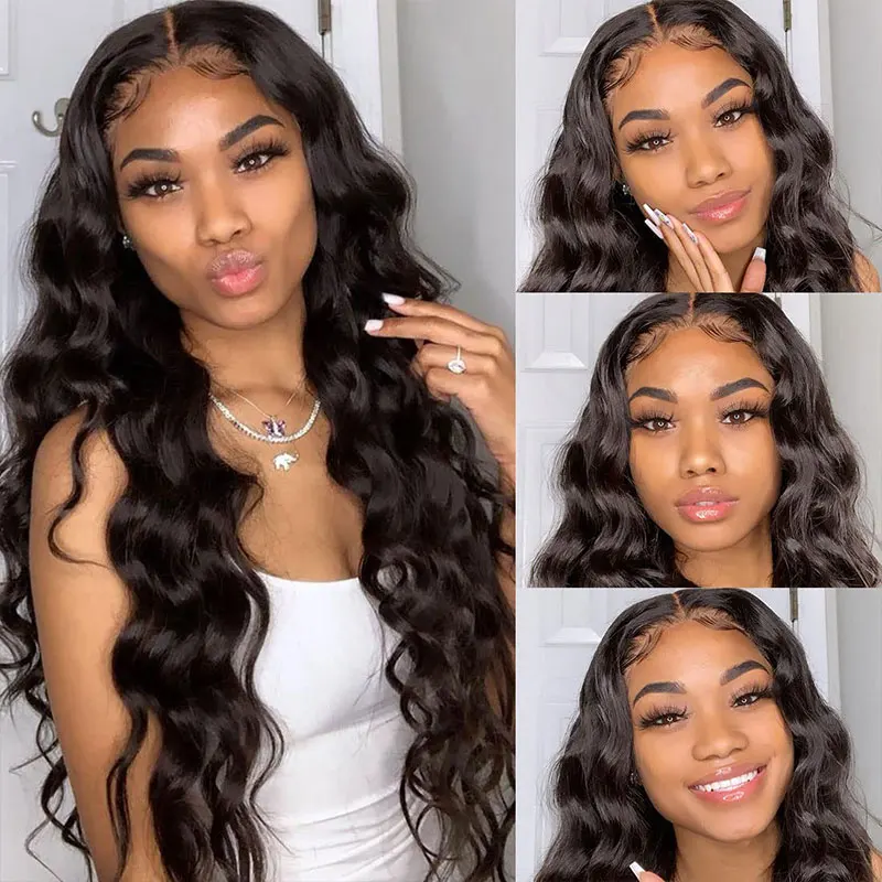 Body Wave Human Hair Wig T Part Lace Frontal Wigs For Black Women Transparent Lace Closure Brazilian Remy Hair Wigs PrePlucked