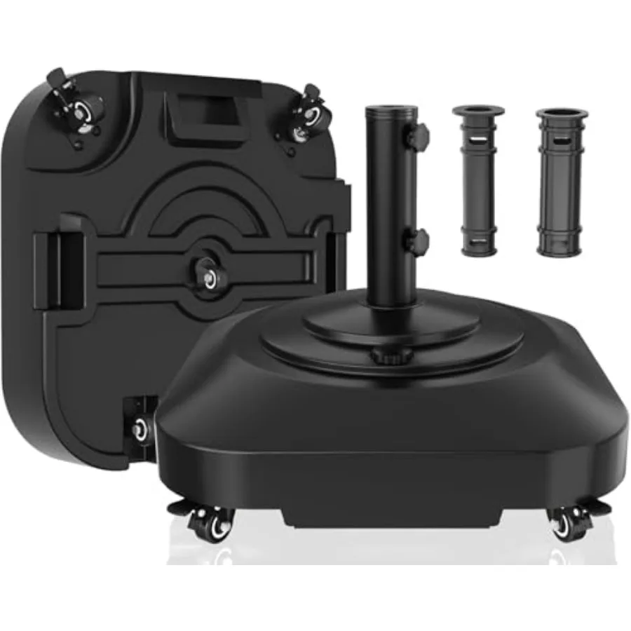 

Umbrella Base, Heavy Duty Umbrella Stand with 5 Wheels, Max 100lb Fillable Mobile Outdoor Base for Patio, Deck, Poolside, Law,