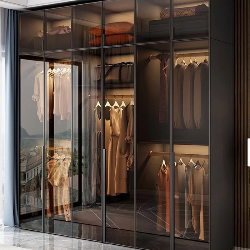 

Solid wood wardrobe bedroom home glass door