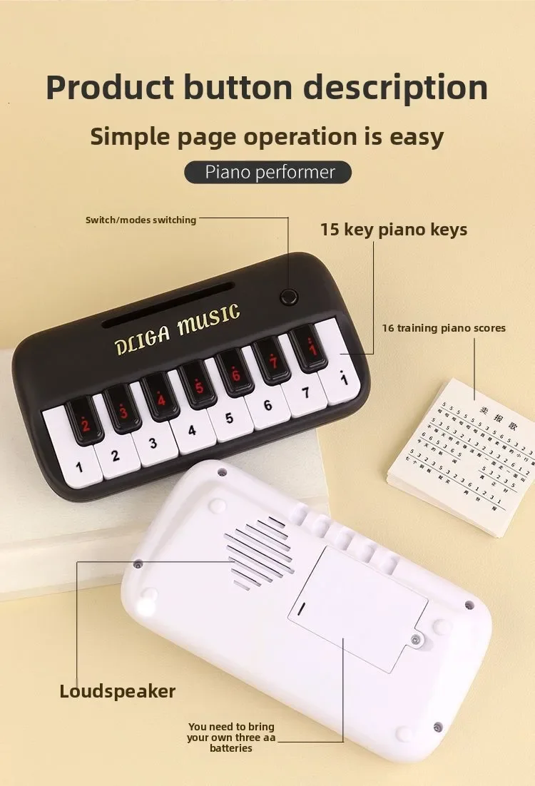 Tragbare 15-tasten Digitale Tastatur Kinder Mini Elektronisches Klavier Kinder Musikinstrument Lernspielzeug für Kinder Geschenk – Detail 8
