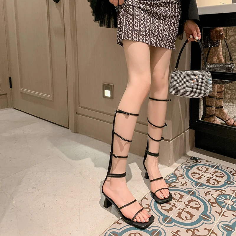 

Chic, Versatile & Sleek Elegance Handcrafted Genuine Leather high-heeled gladiator sandals