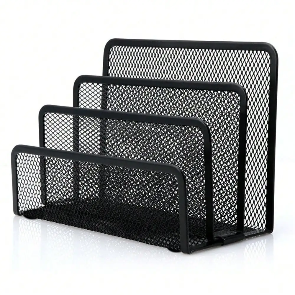 

Desk Mail Organizer, File Holder Letter Sorter With 3 Vertical Upright Metal Mesh Compartments Document, Filing, Folders, Mail,