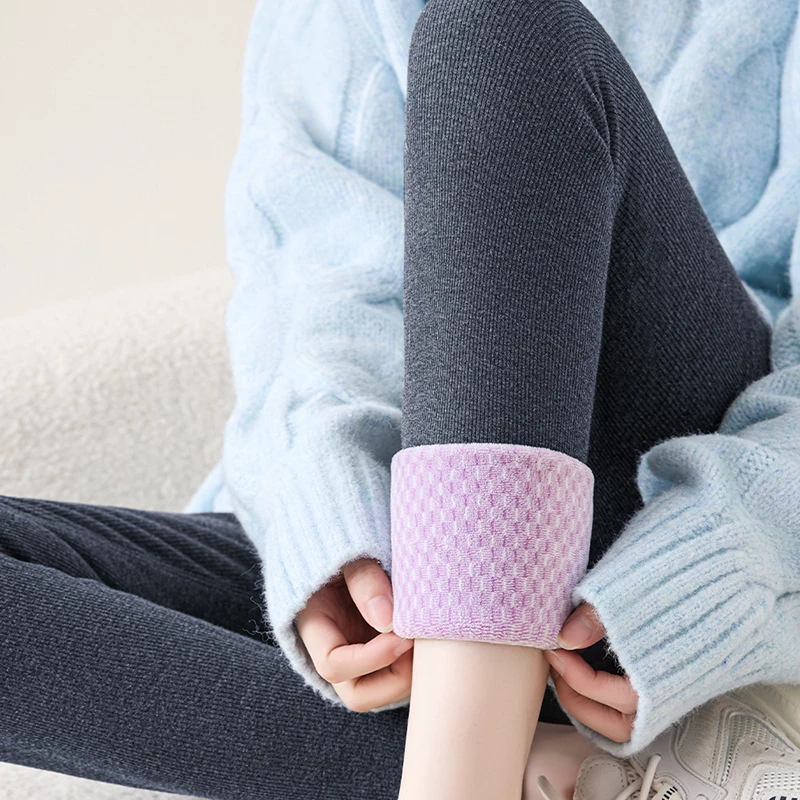 Leggings de invierno gruesos de lana de 600g para mujer, mallas cálidas grises adelgazantes de cintura alta, mallas térmicas ajustadas elásticas para mujer