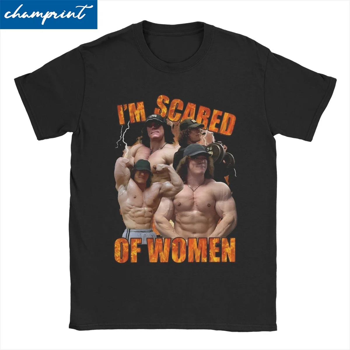 Tenho Medo de Camiseta Masculina e Feminina, Sam Sulek, Camiseta de Algodão Puro, Camiseta de Manga Curta, Tops com Gola O, Moda Verão