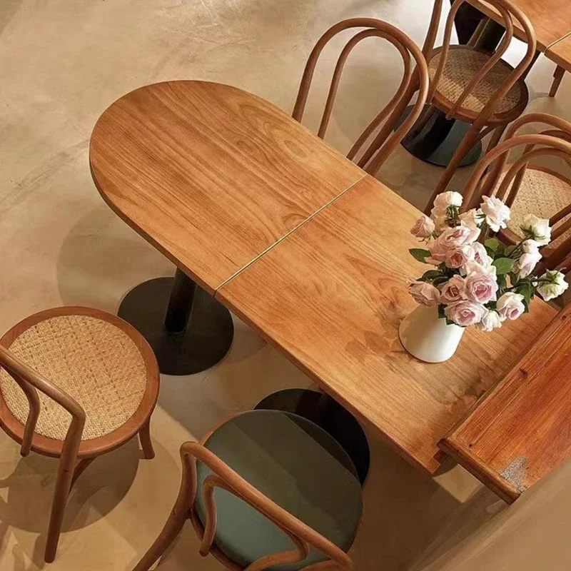 Mesa y silla de bistró para restaurante de celebridades en línea, combinación de postres, tienda de té de la leche, silla de mimbre