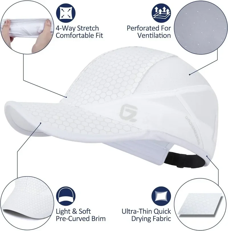 GADIEMKENSD Stretch Sport Hat with Soft Brim Quick Dry Lightweight Breathable Running Caps Unisex M36