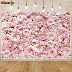 Mocsicka Pink Flower Wall Photo Background Floral Rose Wedding Decorations Baby Portrait Photography Backdrop Photo Studio Props