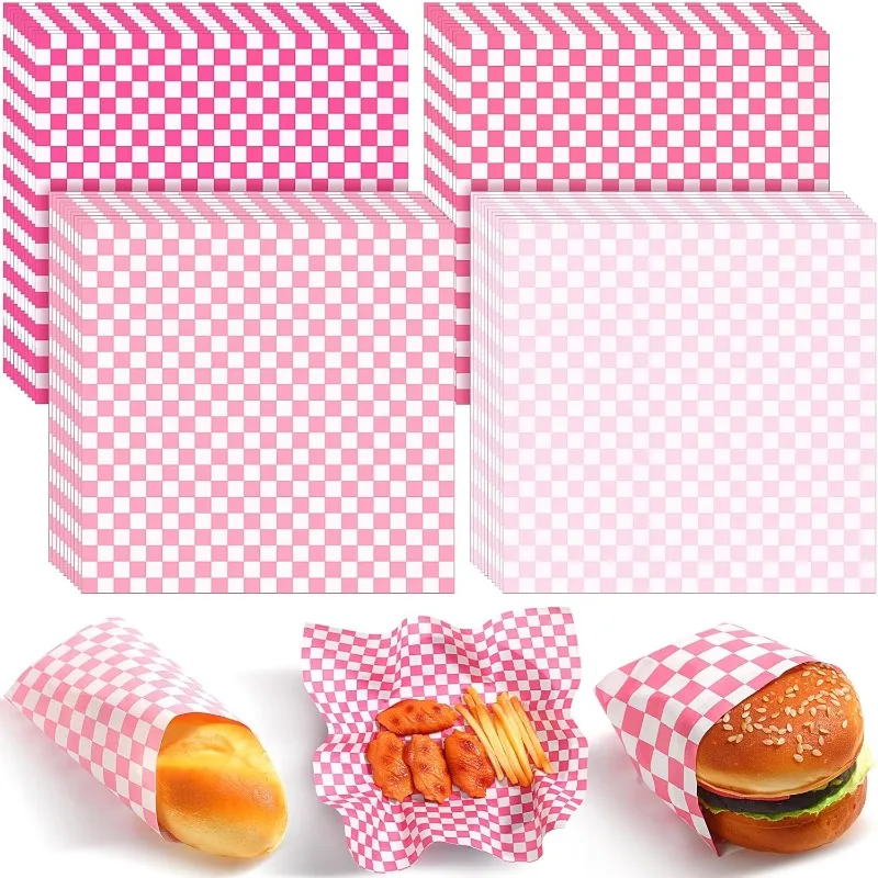 Deli Paper Sheets for Food 12 x 12 Inch Checkered Dry Waxed Deli Basket Liners for Sandwich Wrapping, Food Baske