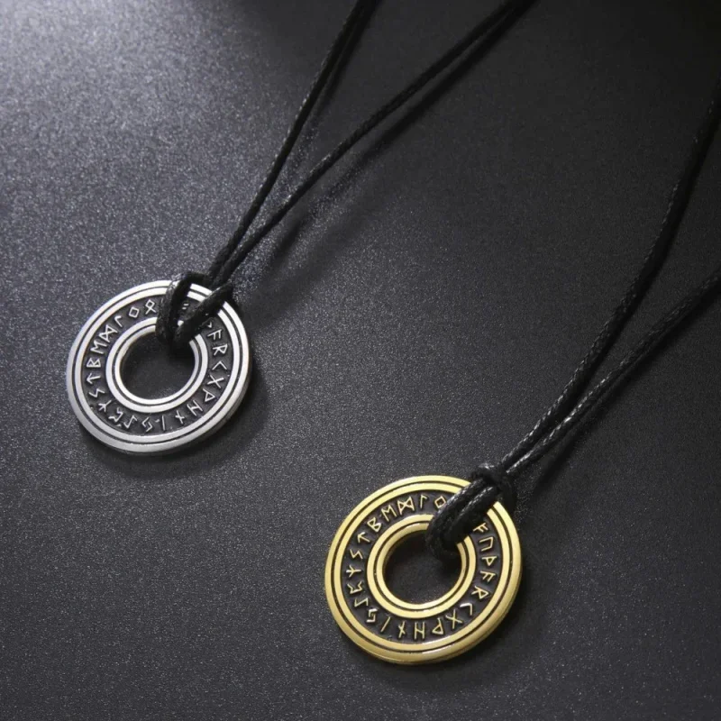 New fashion retro Viking runes ancestor box Odin logo runes amulet stainless steel pendant necklace for men women jewelry gift