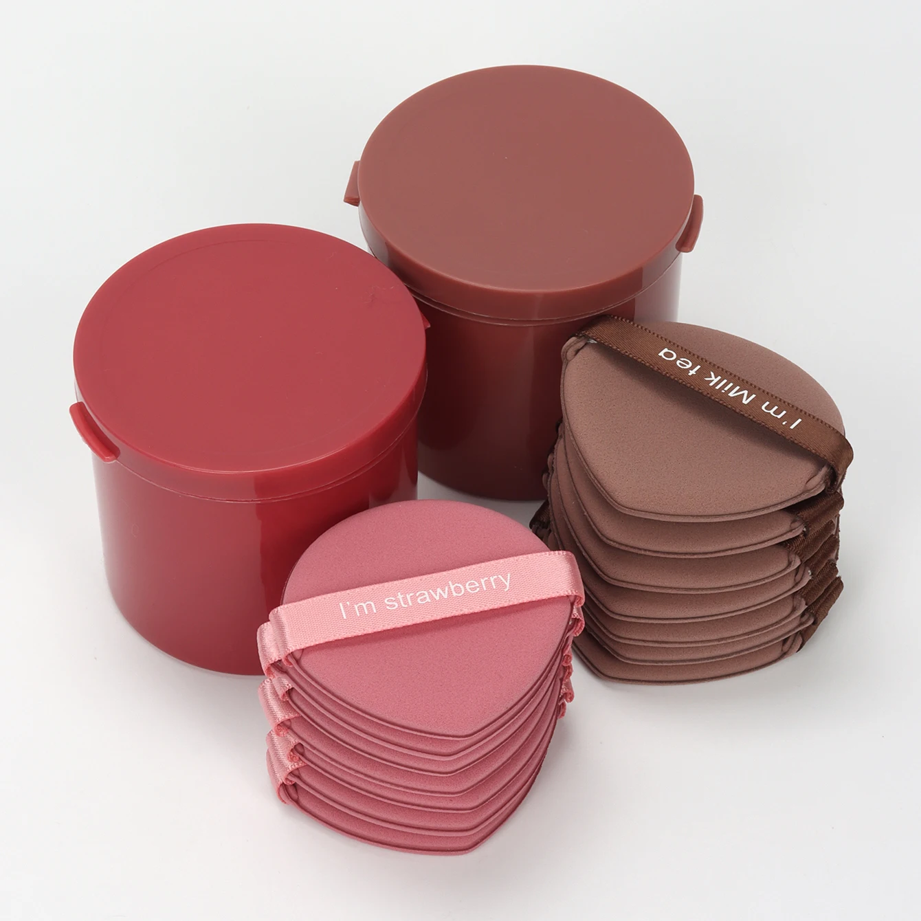 QIWU 7 pièces/boîte fraise cosmétique bouffée ensemble Double face femmes doux maquillage éponge beauté maquillage poudre outils maquillage accessoires