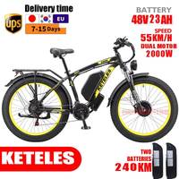 KETELES K800 Electric Bicycle 1000/2000W 48v 18/23AH Fat Tire Ebike Mountain 26 Inch Electric Bikes Beach Cycling With Back Seat