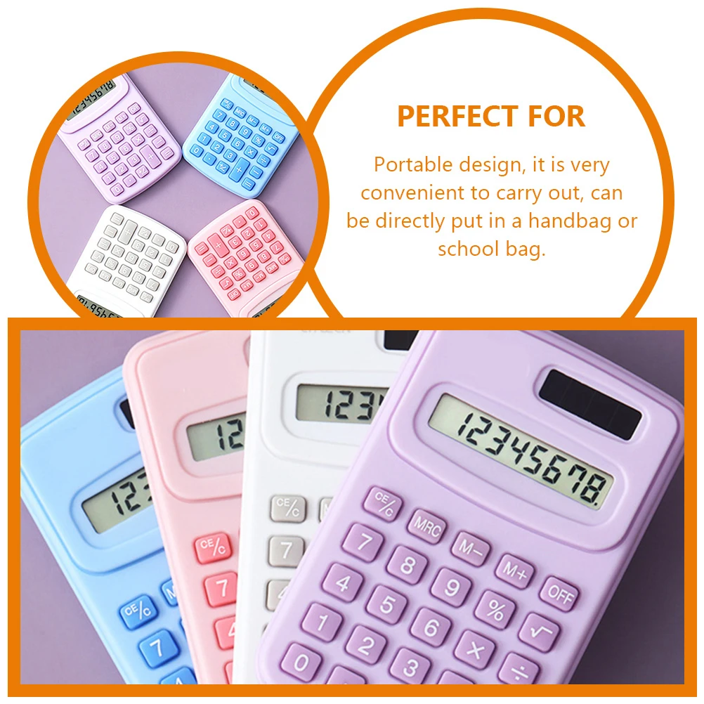 

4pcs Mini Portable Handheld Calculator C888 White Red Blue Purple ABS Material Basic Math Operations Addition Subtraction