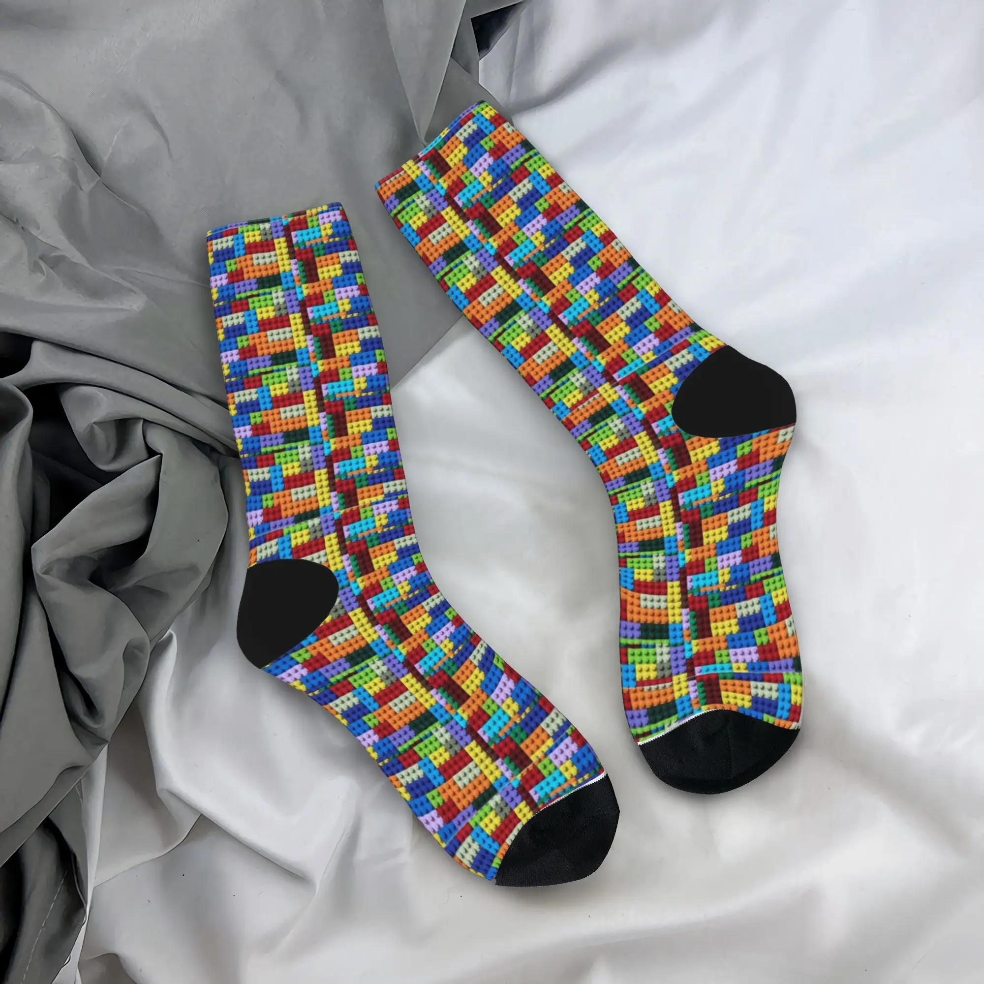 Women Men Socks Danish Building Blocks Colorful Print Stockings Anti Skid Comfortable Socks Spring Design Outdoor Sports Socks