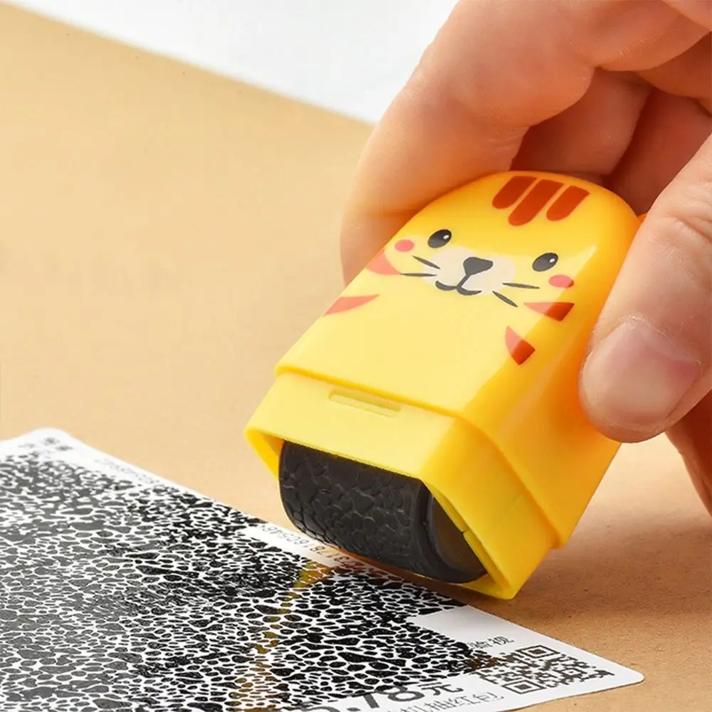 3 Color Cartoon Security Stamp Roller Self-Inking Portable Rolling Privacy Seal Express Bill Applicator Messy Code