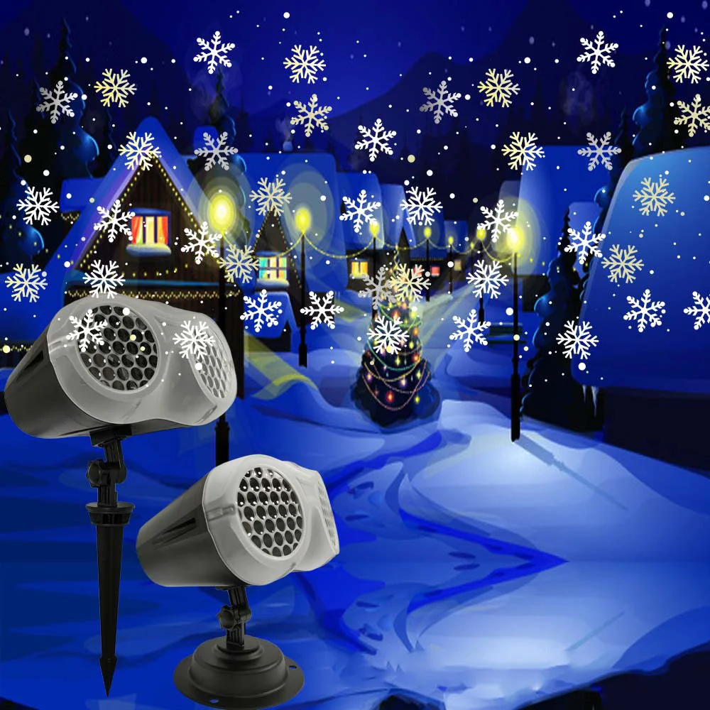 Ajustável Snowfall Projector Light, EU US UK Plug, UK Plug, Dual Head, Indoor, Outdoor, Romantic Garden Decoration for Xmas,Wedding Party