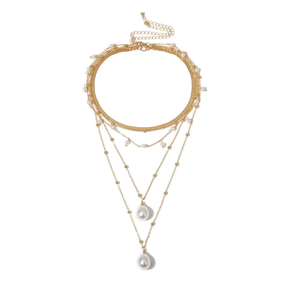 IngeSight.Z Bohemian Multi Schicht Nachahmung Perle Quaste Choker Halskette Kragen Erklärung Anhänger Halskette für Frauen Schmuck – Detail 23