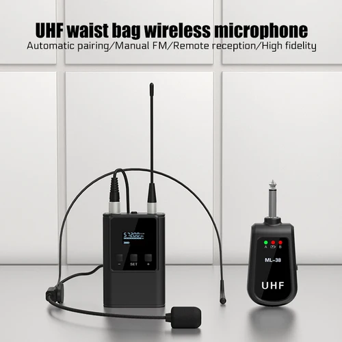 Imagen 1 del producto Sistema con micrófono inalámbrico UHF de alta calidad NK-99 | Auriculares duales y micrófono de solapa para eventos, discursos y grabación