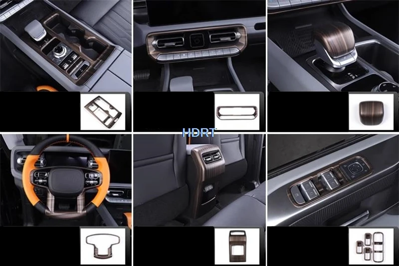 For Baic Beijing BJ40 C/ICKX K2 2024 + Car Peach Wood Grain Interior Gear Shift Head Window Control Panel Air Vent Outlet Cover