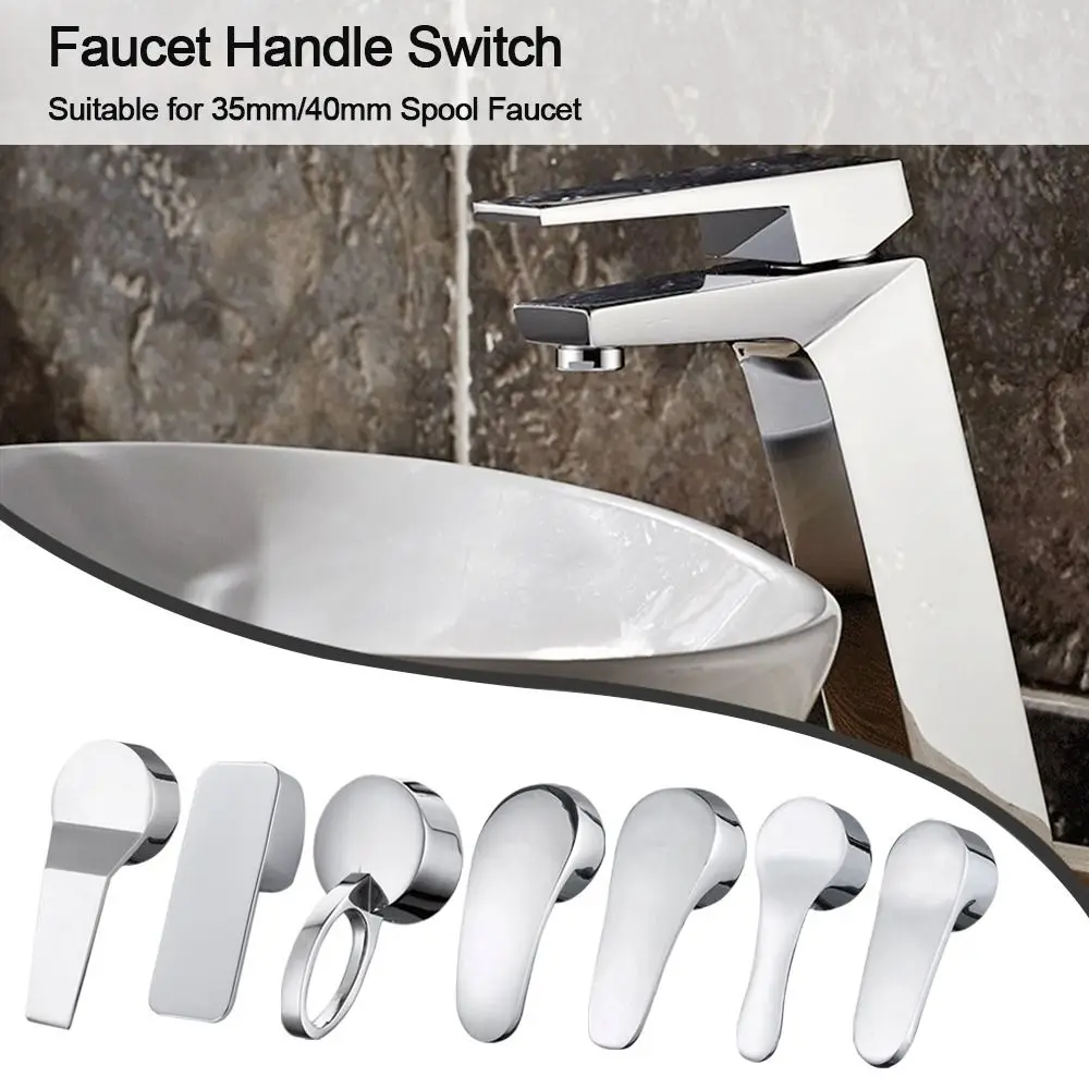 Chrome Plated Faucet Handle 35mm/40mm Hot Cold Faucet Mixer Tap Replacement Cover Metal Taps Switch Handle