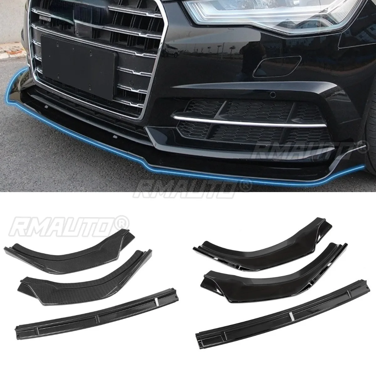 

Car Front Bumper Lip Front Bumper Splitter Diffuser Body Kit For AUDI A6 C7 C8 2019-2021 Car Accessories