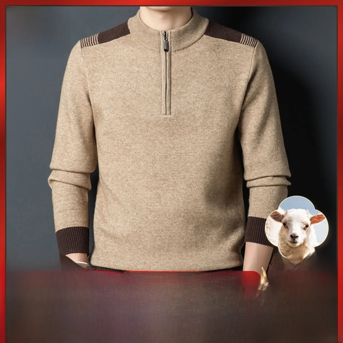 

Мужской шерстяной свитер Pierre Cardin на молнии, свободный, теплый, с высоким воротником, вязаный, утолщенный, базовый слой