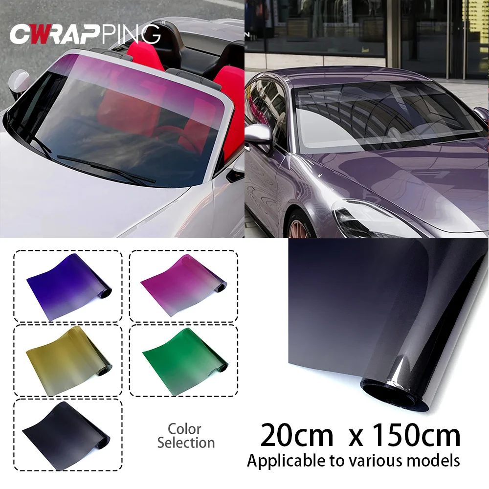 Película Solar para Vidro de Carro 20cmx150cm, Adesivo de Vinil para Para-brisa, Película Autoadesiva para Envelopamento Automotivo