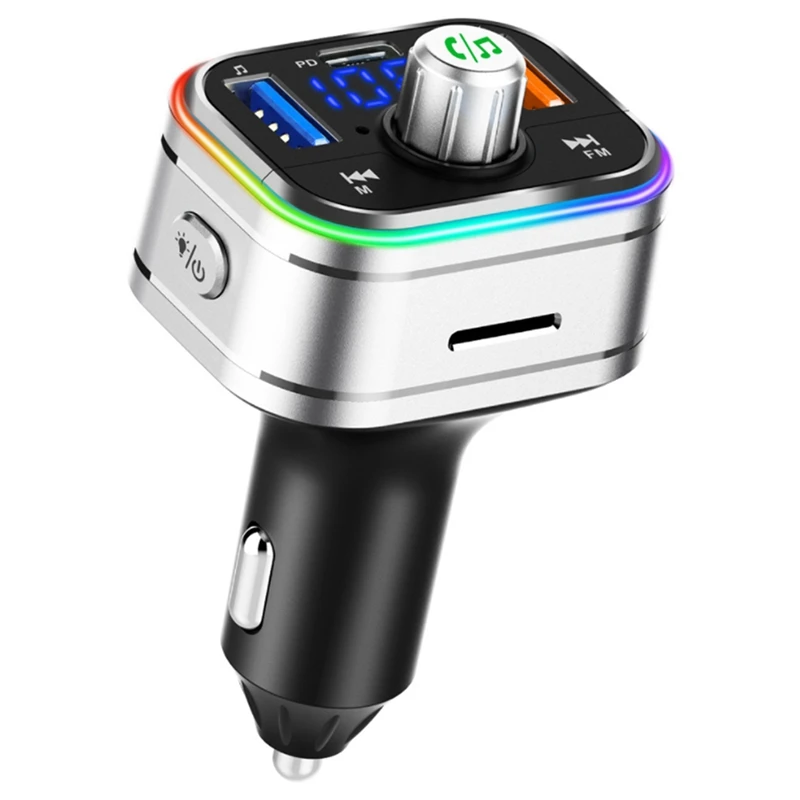 BC62 LED Backlit Car Bluetooth FM Transmitter MP3 Player Handsfree Car Kit Adapter PD Fast Charger Voltage Detection