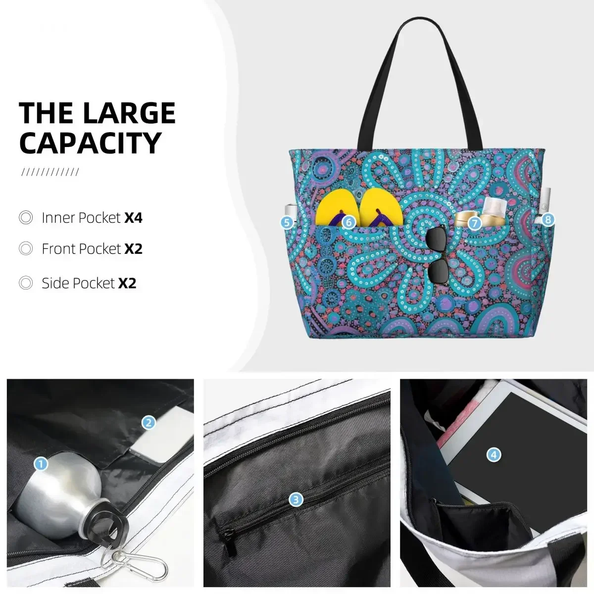 Family Gathering Beach Travel Bag, Tote Bag Holiday Large Capacity Daily Shoulder Bag Multi-Style Pattern