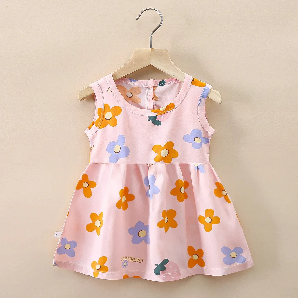 Baby Girls Dress Sleeveless Cute Print Cartoon Kids Princess Dresses Cotton Children Sundress Clothes Girl Summer Beach Clothing