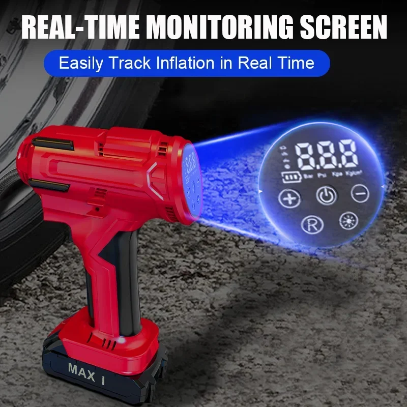 JKUOO Car Air Pump 10000mAh Fast Inflation Wireless Mini Air Compressor Digital Display 150PSI electric car inflation pump