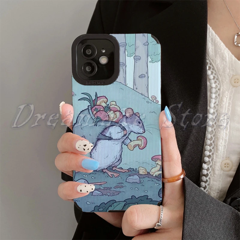 The Mouse Picking Mushrooms Phone Case for Iphone 11 Pro Max 12 13 Iphone 14 Pro Max Iphone 15 Pro Max Case