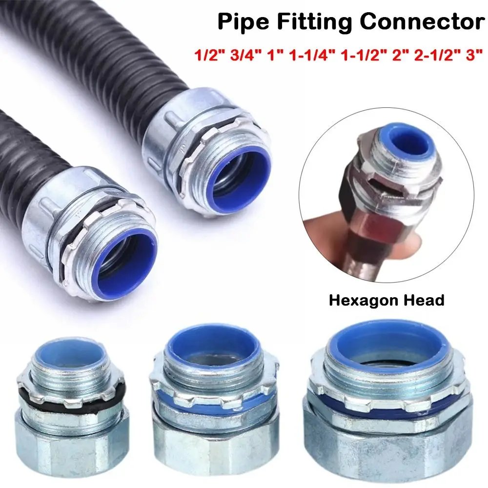Plastic Coated Threaded Corrugated Pipe Connector Galvanized Threaded Pipe Fitting Connector Smooth External Thread Hose Joint