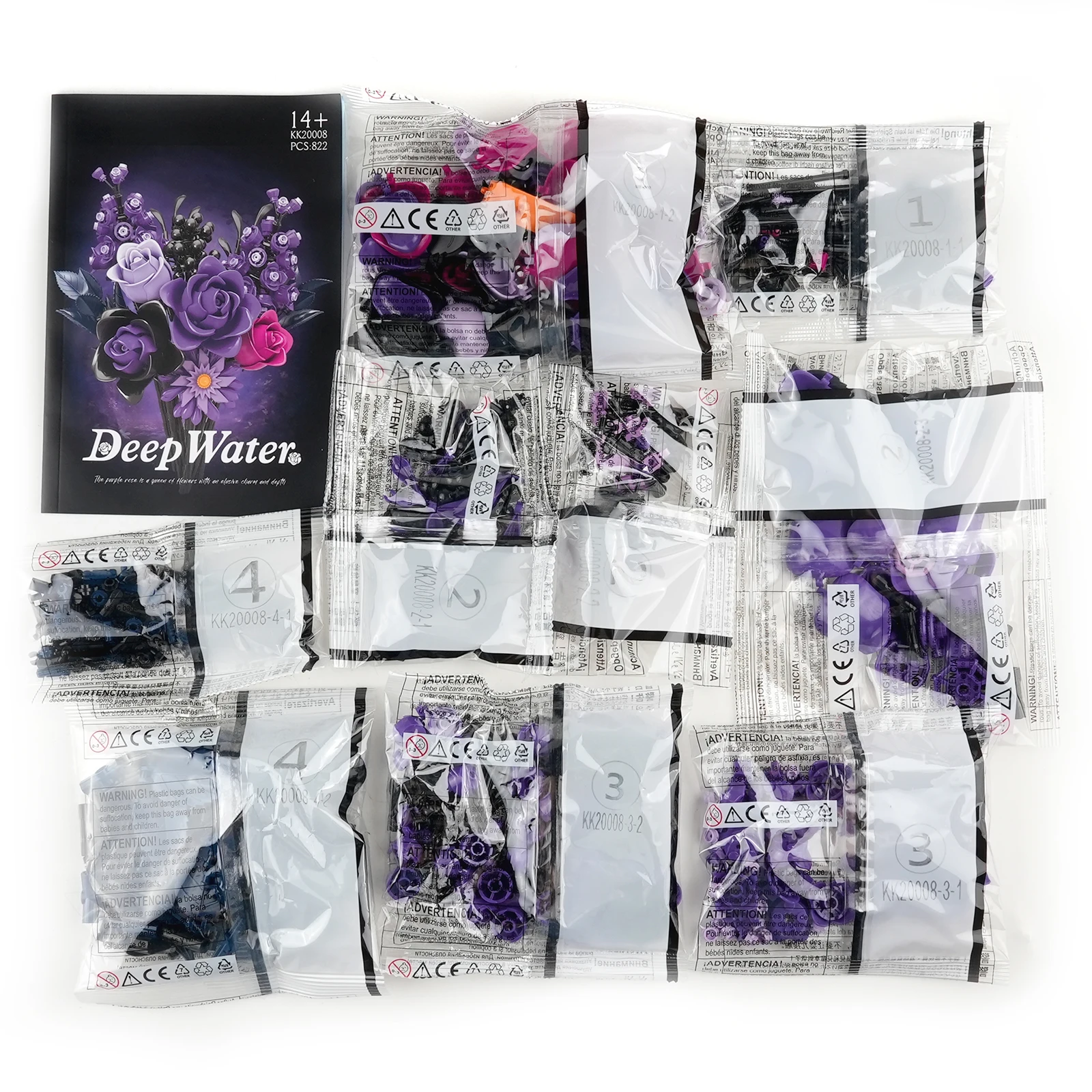 822 قطعة باقة الورد القوطية الأرجواني اللبنات الزهور الزهور الاصطناعية النباتية ديكور المنزل هدية عيد الحب الشكر #1