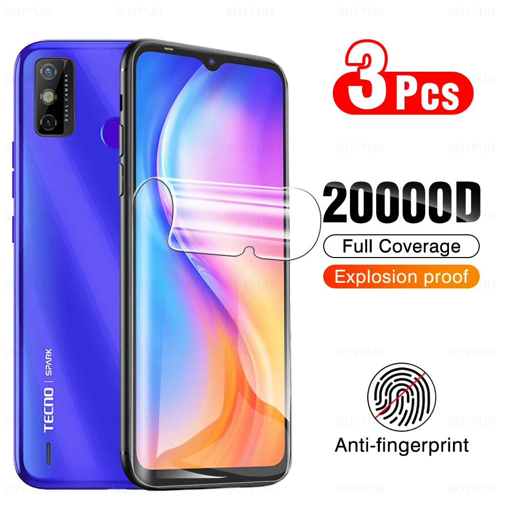 3Pcs Protective Hydrogel Film For Tecno Spark Go 2020 7 7Pro Pro 6Go Pova2 Pova 2 SparkGo Cover Screen Protector Protective Film
