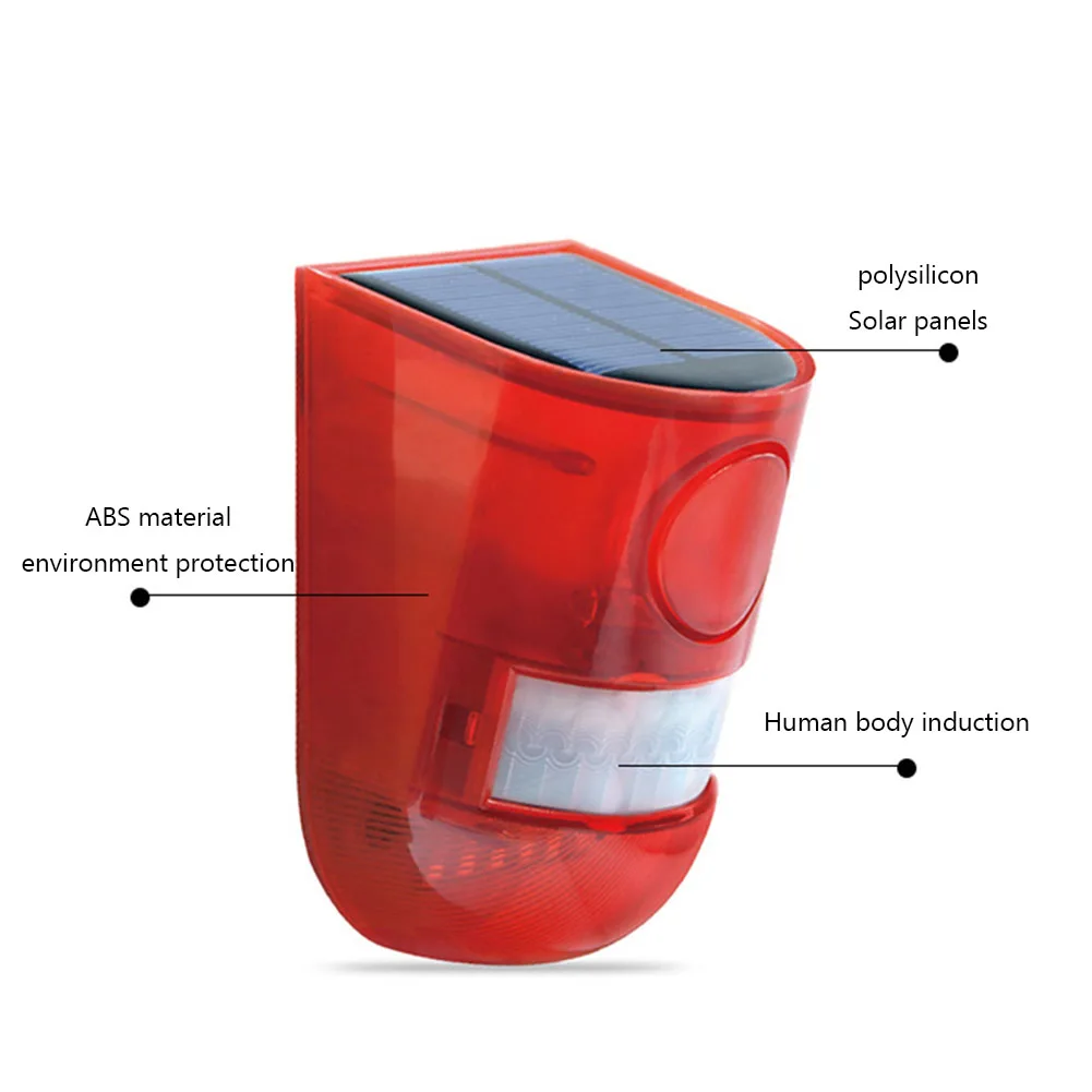 

Solar Infrared Motion Sensor Alarm Waterproof Security Alarm Siren Remote Control Multifunctional Portable for Home Outdoor