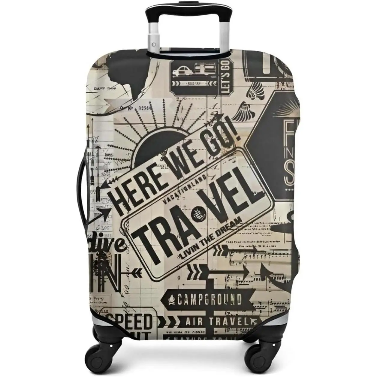 

Travel Luggage cover washable Suitcase Protector Spandex Luggage Cover Fit 18-20 Inch Luggage Here we go Travel