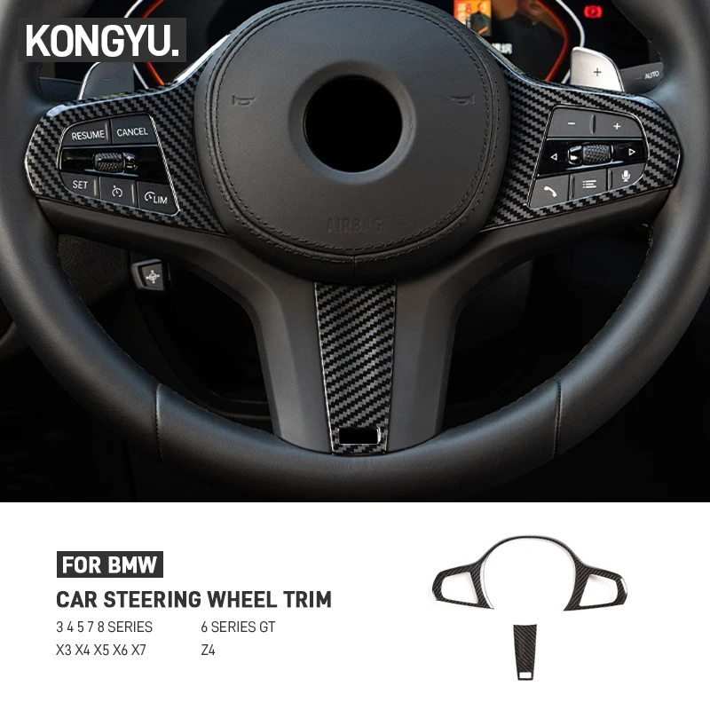 For BMW 3 4 5 7 8 Series X3 X4 X5 X6 X7 G30 G20 F40 G21 G28 G11 G12 Z4 G32 Carbon Fiber Steering Wheel Button Trim Frame Sticker