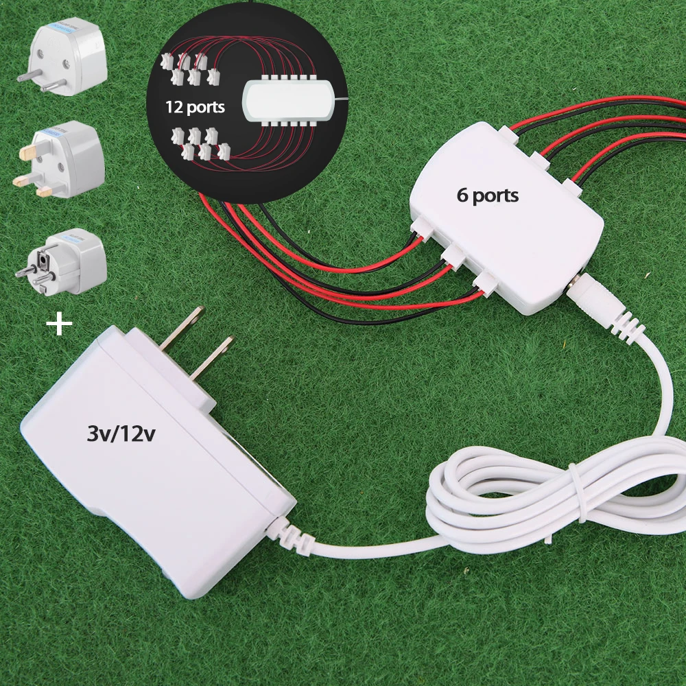 Zestaw zasilaczy 3V/12V AC/Adapter DC 6/12 porty wyjściowe zestaw pudełek do wykonania ręcznie robionych zestawów do sceniczne układ Lamp