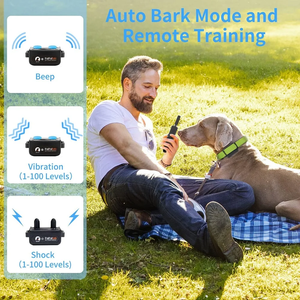 2 IN 1 Automatic Anti Bark Electric Collar for Dog Training,IPX7 Waterproof Dog Training Collar,Electric Collar for 4-120lbs Dog view 2