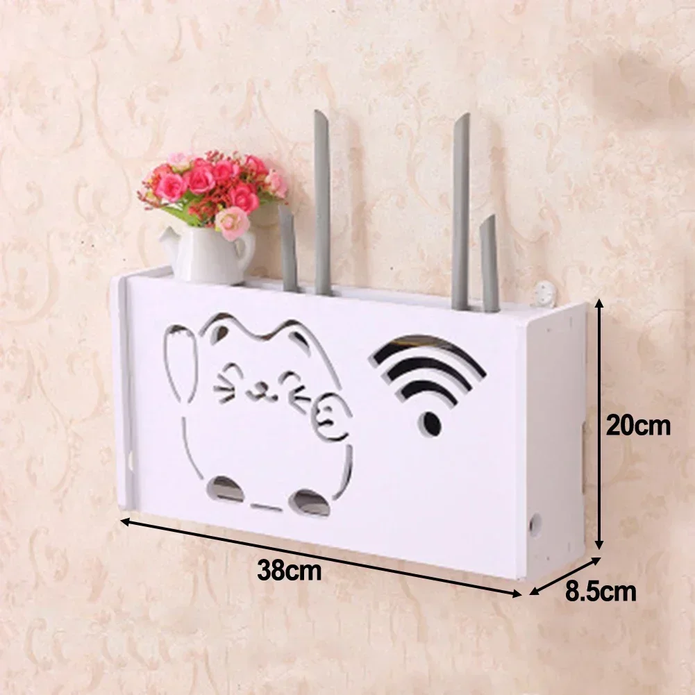 New Wifi Router Shelf Storage Boxes Cable Power Plus Wire Bracket Storage Box Wood-Plastic Wall Shelf Hanging Plug Bracket Box