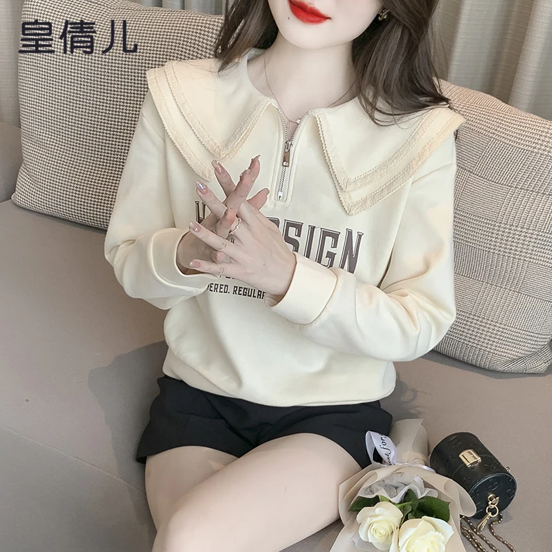 Lockerer langer Pullover mit Puppenkragen für Damen, Herbst/Winter, Neu, Schmale Passform, Koreanische Version, Business-Stil