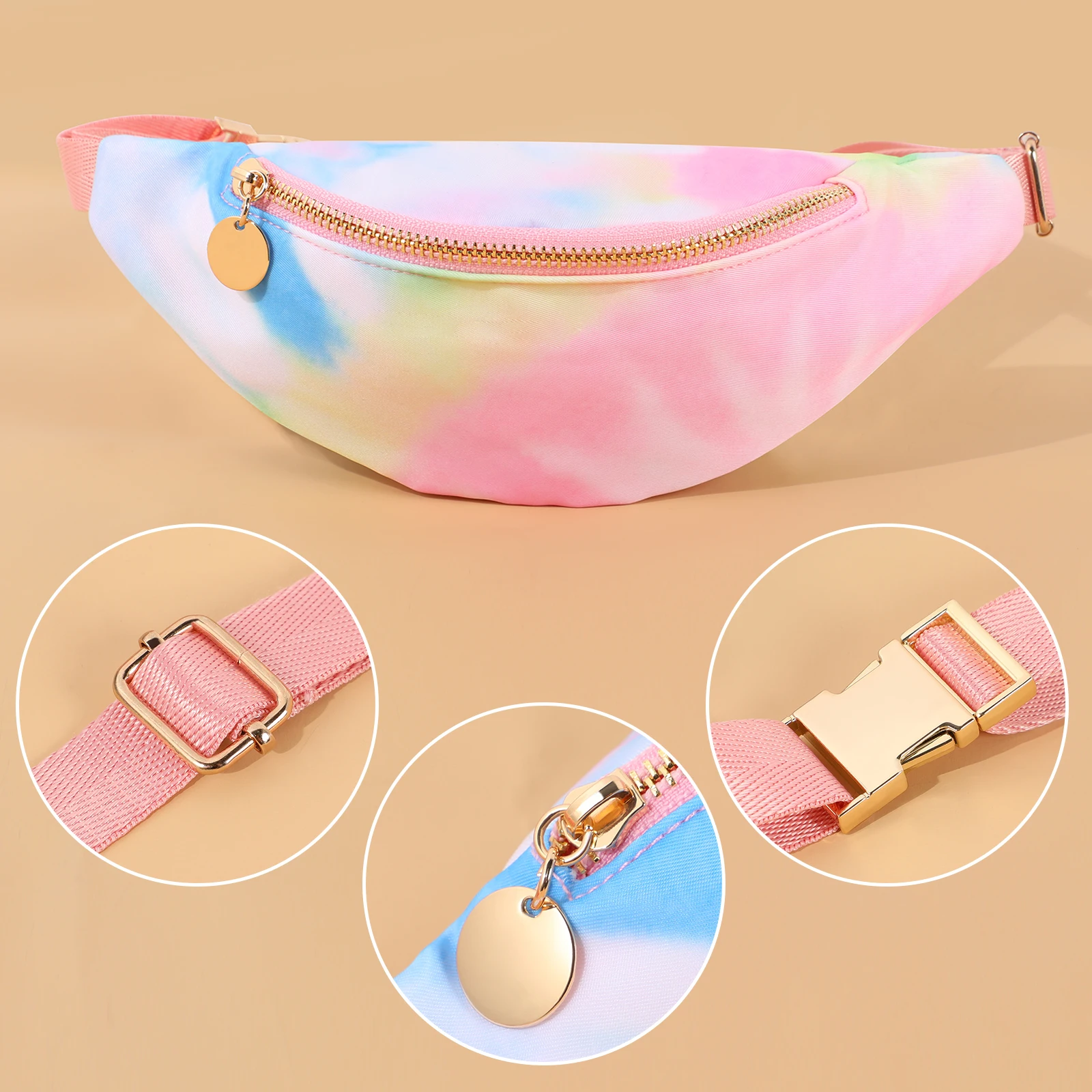 Criança Fanny Pack Nylon Belt Bag, Pacote de cintura, Criança Zipper Bum Bag, Ajustável, Leve, Multifuncional, Resistente à água