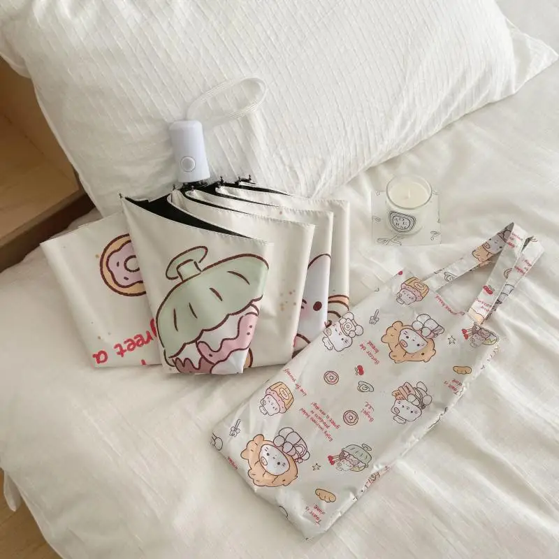 

Sanrio Umbrella Cute Hellokitty Kawaii Folding Umbrella Student Children Girl Campus Adult Outdoors Travel On Foot Portable