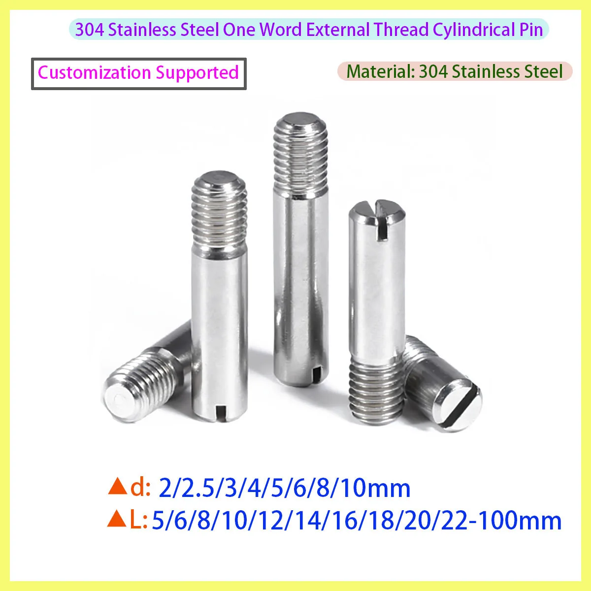 

304 Stainless Steel Slotted Cylindrical Solid Roller Positioning Pin M2 M2.5 M3 M4 M5 M6 M8 M10