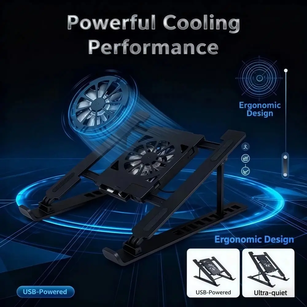 Universal Laptop Cooling Stand with Fan Foldable Laptop Lift Stand Portable Multi-High Adjustment TabletPC Hanging Holder