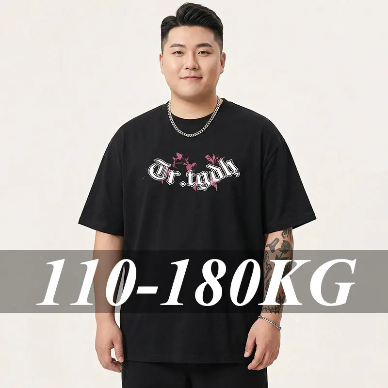 Sommer-T-Shirt für Herren in Übergröße, trendiges, vielseitiges, tägliches, schweißabsorbierendes, atmungsaktives Kurzarm-T-Shirt aus 100 % reiner Baumwolle für Herren