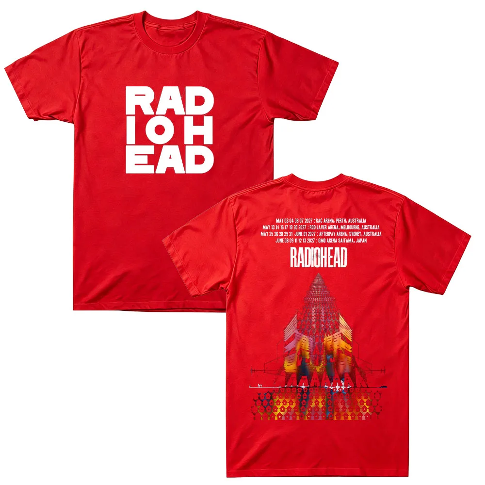 Radiohead Tour 2027 Baumwoll-T-Shirt Herren Vintage Retro Rockband Kurzarm-T-Shirt Damen Lässiges lockeres T-Shirt Streetwear lockere Oberteile – Detail 11