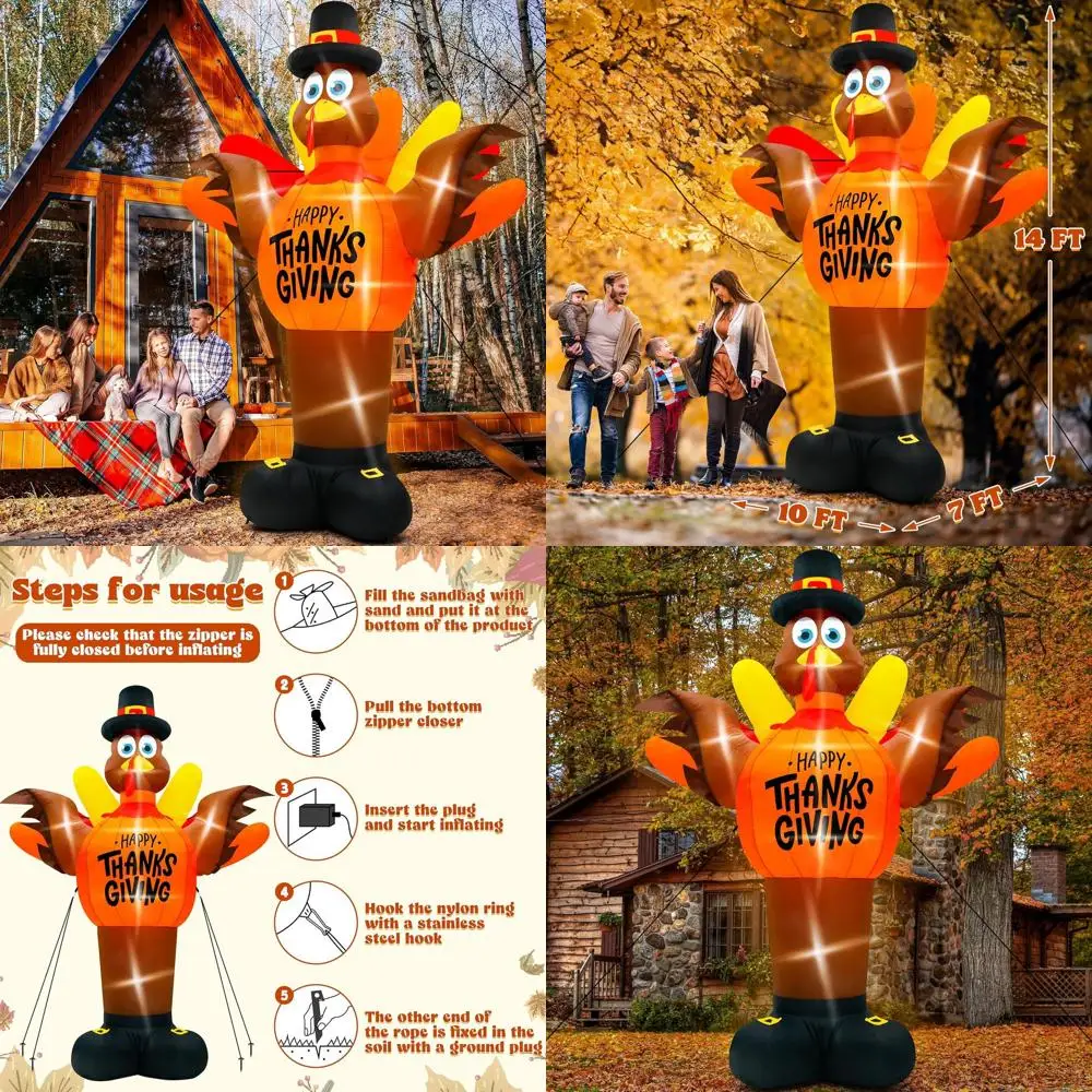 

Джамбо на День Благодарения Турция надувной с тыквой, светящийся декор для отдыха на открытом воздухе